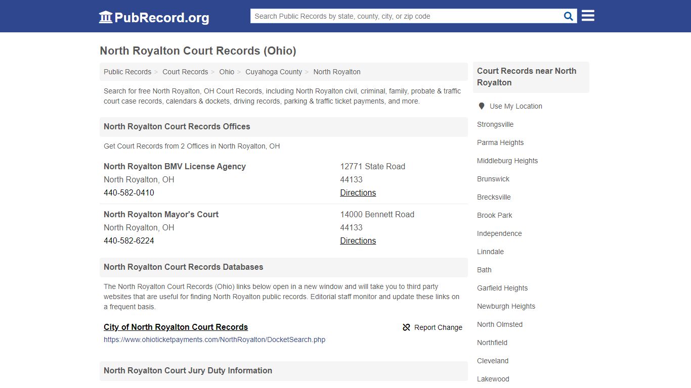 Free North Royalton Court Records (Ohio Court Records) - PubRecord.org